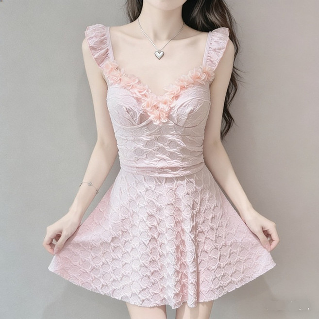 女泳衣 顯瘦, 6683粉色