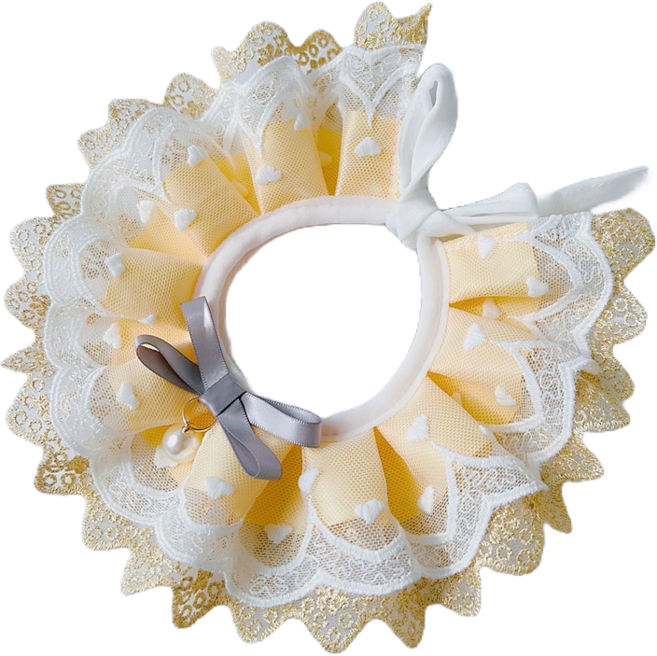 하니펫 반려동물 귀요미스카프 3단진주레이스, 1개, 노랑