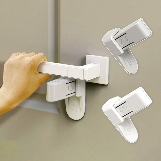 문열림방지 문 도어락 손잡이 안전 잠금장치 도어락안전잠금장치, 그레이+화이트, ONESIZE