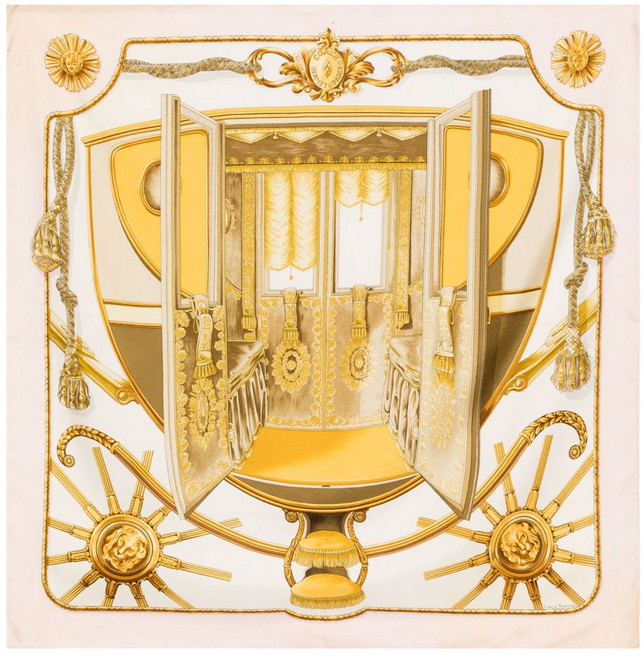 에르메스 중고 코치 스카프 바이 프랑수아즈 드 라 페리에르 90cm