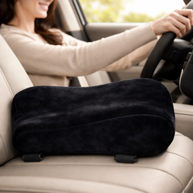 1+1 에어라벨 시원한 쿨 메쉬 벨벳 메모리폼 팔걸이 쿠션, 메쉬블랙