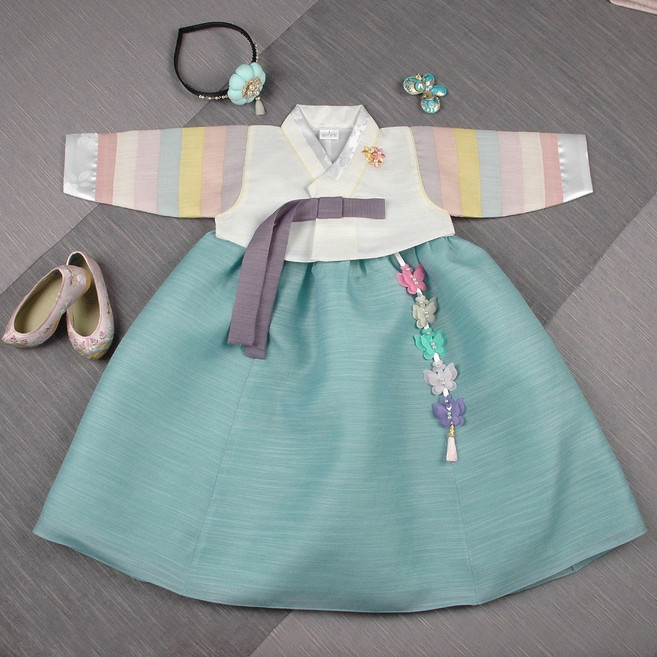 [럭셔리한복] 167.하연중기옥색(여) _(01호~13호) 아동한복 여아한복 돌한복 유아 아이한복 물실크원단 색동 저고리 전통스타일