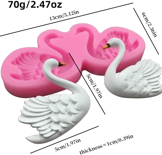 1개 백조 실리콘 몰드의 3D 입체 더미 뒤집기 설탕 케이크 초콜릿 장식품 드립 접착제, 01 swan