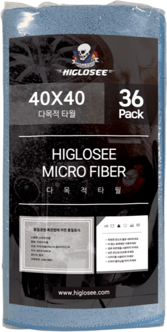 하이글로씨 다목적 극세사 타월 36pack, 블루, 1개