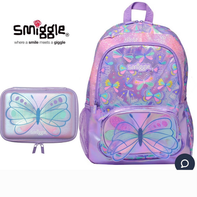 스미글/ Flutter 라일락 책가방+하드탑 필통 2종 세트 호주정품