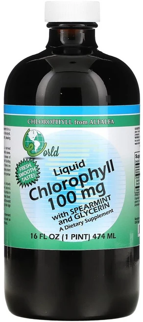 월드 액상엽록소 스피어민트 글리세린함유 100mg 474ml 3병 블러드슈가 그린슈퍼푸드 정화 클로로필 보리순 새싹보리 - 쿠팡