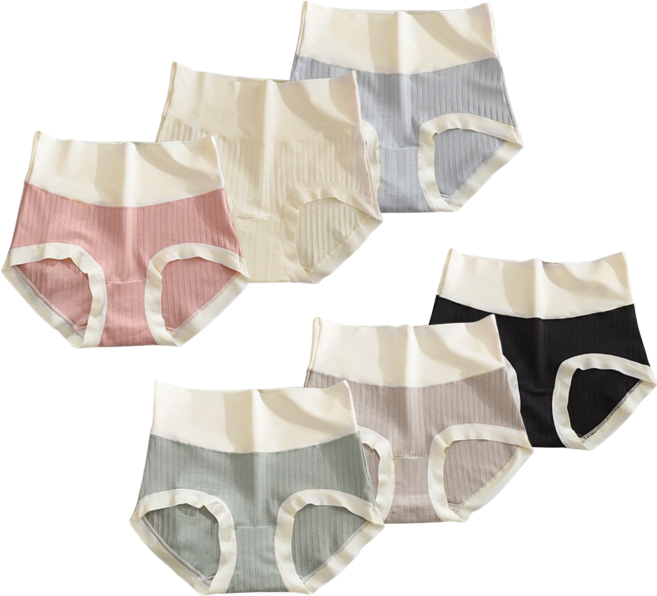 cikicoco 하이웨스트 고탄력 면 스판 여성 팬티 6종 세트