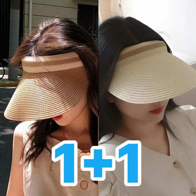 네모라마 여자 썬캡 밀짚 라탄 햇빛 차단 가리개 모자