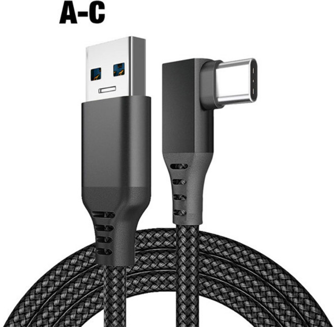 호환 초고속 데이터 라인 충전 케이블 Oculus Quest 2 Pico 4 PS5 PC USB 3.2 C 타입 링크 Meta 3 VR용, 03 6m, [01] Black USB A to USB C