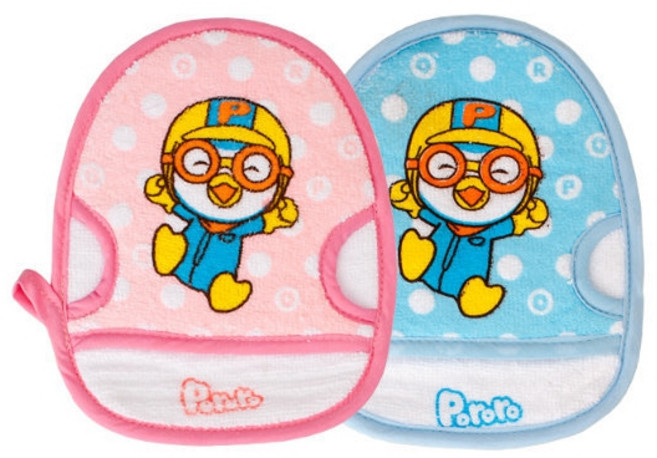 뽀로로 샤워 라운드 장갑 /목욕장갑 라운드형/샤워타월/샤워장갑, 파랑, 1개