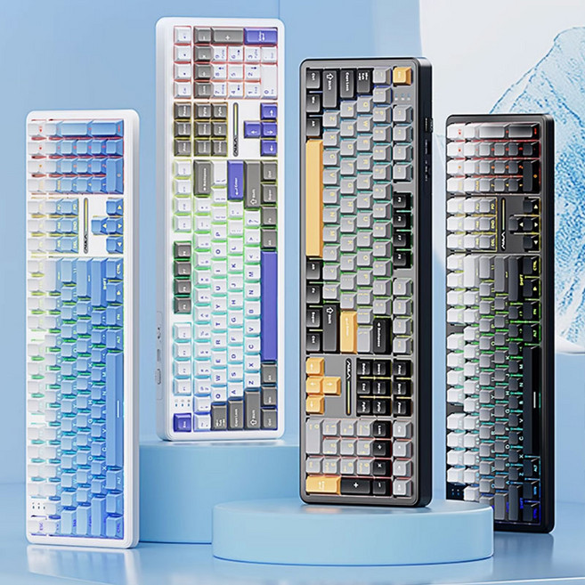 AULA F108 /F108 PRO 기계식 3모 키보드 RGB 풀배열 핫스왑, 제조사축, 블랙 측가인 풍령축