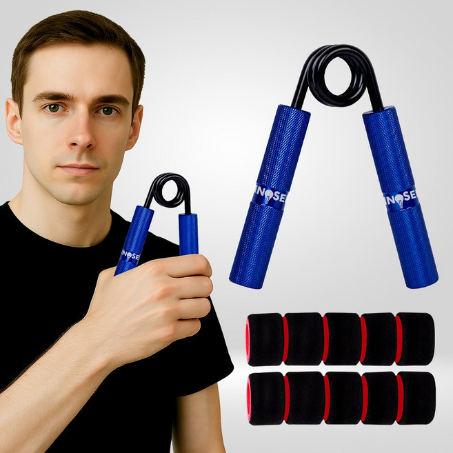 이노셀러 무소음 헤비그립 악력기 소방 경찰 악력기 전완근운동기구, 블루, 1개