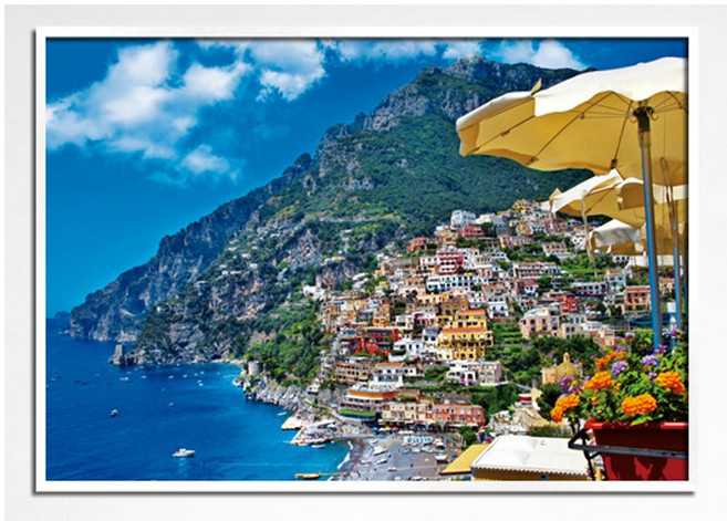 1000피스 직소퍼즐 이탈리아 포시타노 풍경 (액자선택) PG1001, 1세트, 퍼즐+알루미늄화이트 직소퍼즐액자포함