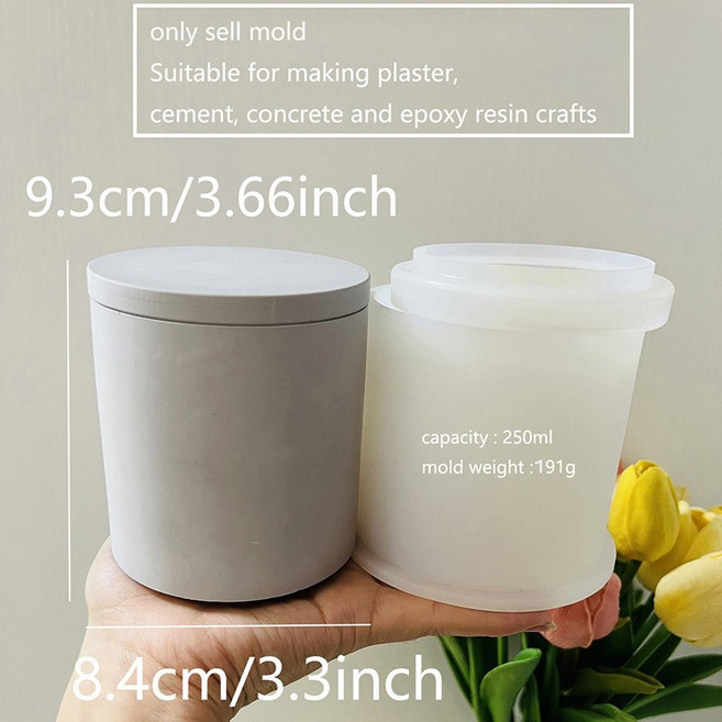 클래식 시멘트 양초 항아리 실리콘 몰드 250ml 콘크리트 컵 선박 금형 수제 라운드 스토리지 홈 장식, 01 SH160-mold