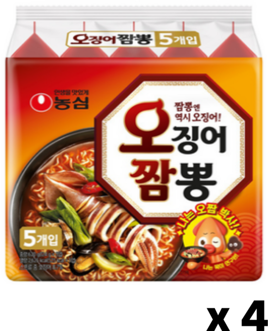 농심 오징어짬뽕 124g 5입 멀티팩 4봉(총20개)