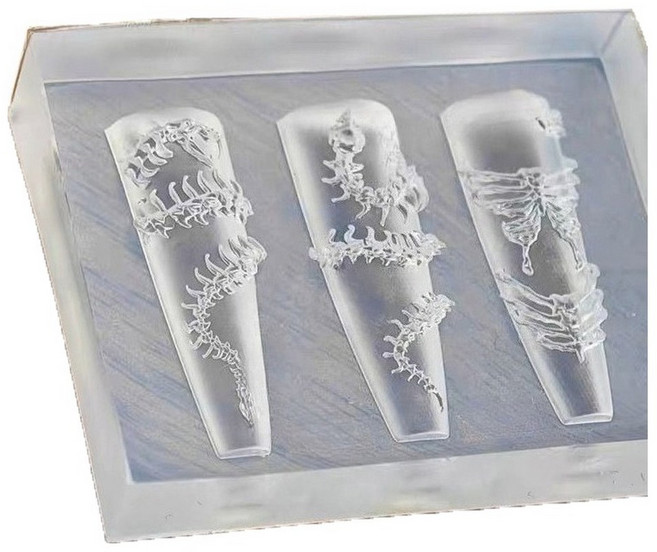 1개 3D 뼈 네일 실리콘 디자인 아트 DIY 템플릿 액세서리 장식 몰드, 1pc