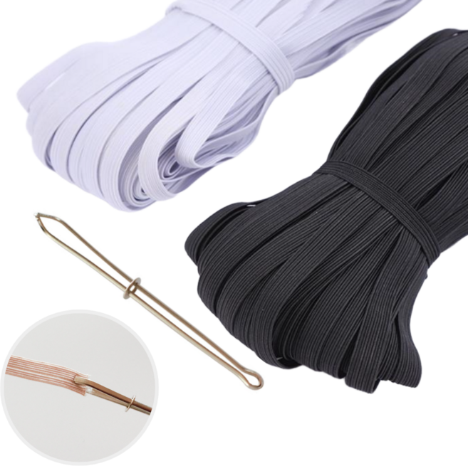 아워딜 골지 납작 고무줄 허리 밴드 10mm*10m 고무줄끼우개 증정, 블랙, 1개