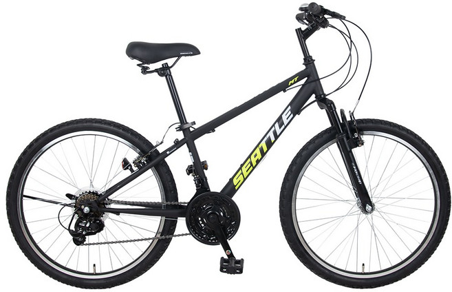 [삼천리자전거/하운드] 2025 시애틀MT 24 기어 21단 주니어 두발 자전거 권장 신장 130cm 이상, 블랙, 1개, 160cm, 미조립박스