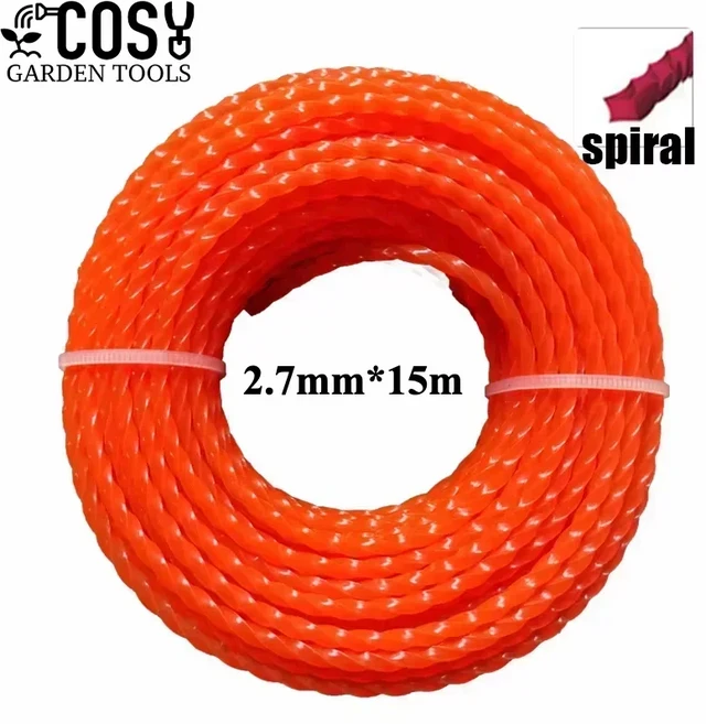 나일론 잔디 깎기 로프 브러시 커터 스트리머 라인 예초기 액세서리 2.4mm 3.5mm 4.0mm * 15m, 11 2.7mm x 15m