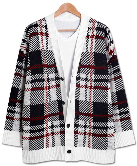 빅체크 오버핏 가디건 (TR823)