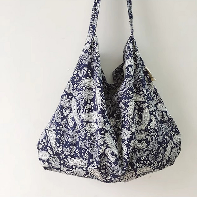 페이즐리 에코백 연예인 반다나 가벼운 면 여름 여행 천가방