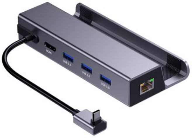6 in 1 기가비트 이더넷 허브 USB-C TO HDMI 4K 60HZ for jsaux 스팀 데크 도킹 스테이션 스위치 독 aya neo ASUS ROG 액세서리, 1) A, 1개