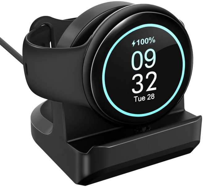 구글 픽셀 워치 3 및 2용 키스스마트 충전기 스탠드 32용 실리콘 충전 도크 홀더블랙