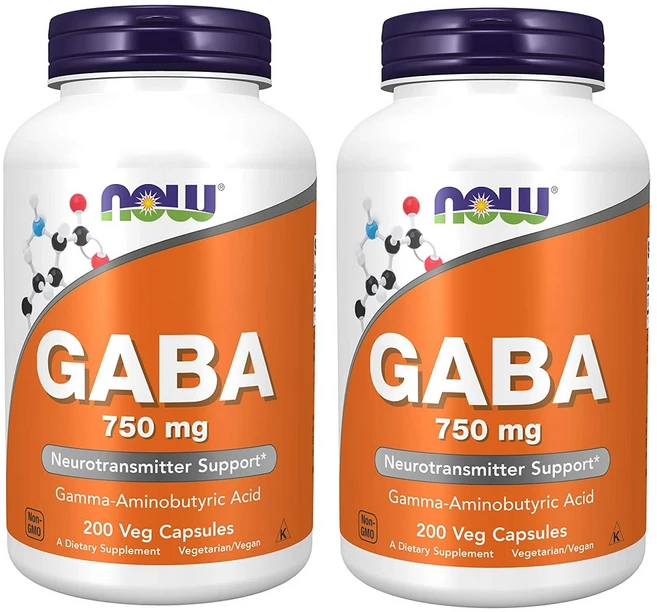 NOW GABA 750mg 200캡슐 X 2개, 200정 - 쿠팡