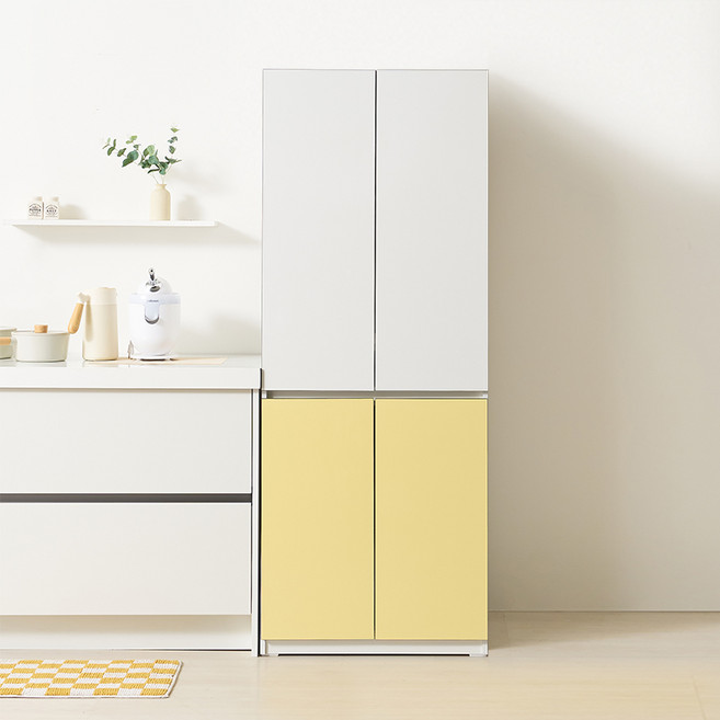 애니스 홈카페수납장 냉장고형 키큰장 주방 수납장 틈새장 비스포크 팬트리장 도어수납장 700_옐로우, 옐로우