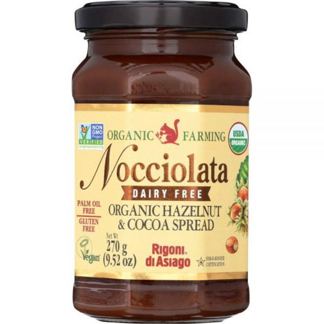 Rigoni Di Asiago Nocciolata DAIRY FREE Hazelnut & Cocoa Spread 9.52 온스 Jar (Hazelnut Cocoa 2팩), 270g