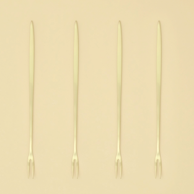 [유기담] 방짜유기 모던 롱 티포크 세트, 4개, 모던 롱티포크