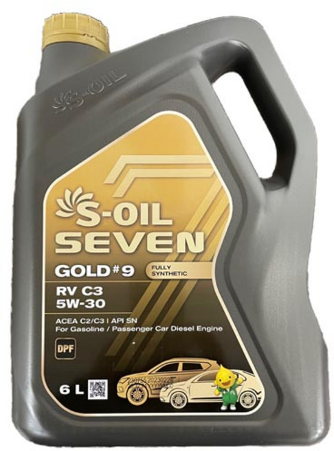 SOIL 에스오일 에쓰오일 엔진오일 세븐골드9 RV C3 RVC3 5W30 6L, 1개