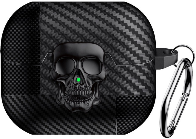 엘링스 갤럭시 버즈3 프로 스컬 보호 케이스, 블랙, 1개