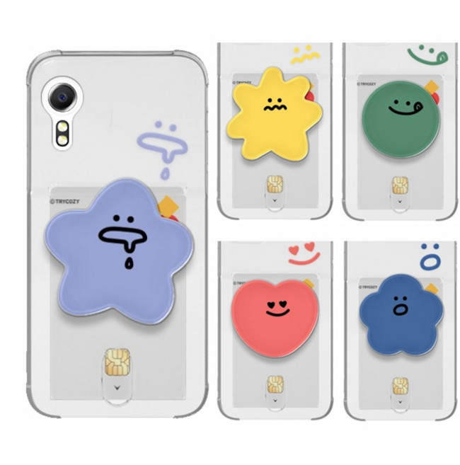 갤럭시X커버5(G525) 와글와글 에폭시 스마트톡 투명 에어쿠션 카드 젤리 케이스