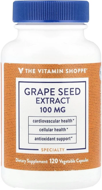The Vitamin Shoppe 포도씨 추출물 100mg 베지 캡슐 120정 Shoppe (더 비타민 샵), 1개 - 쿠팡