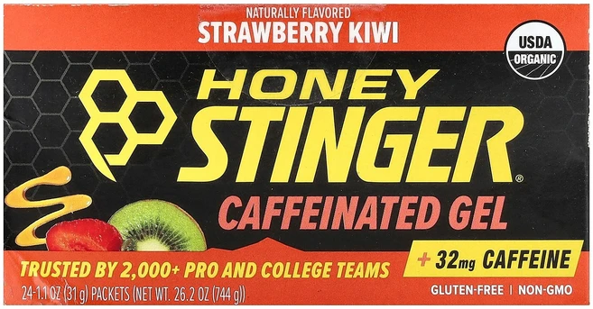 Honey Stinger Caffeinated Gel 딸기 키위 맛 24팩 각 31g(1.1온스) - 쿠팡
