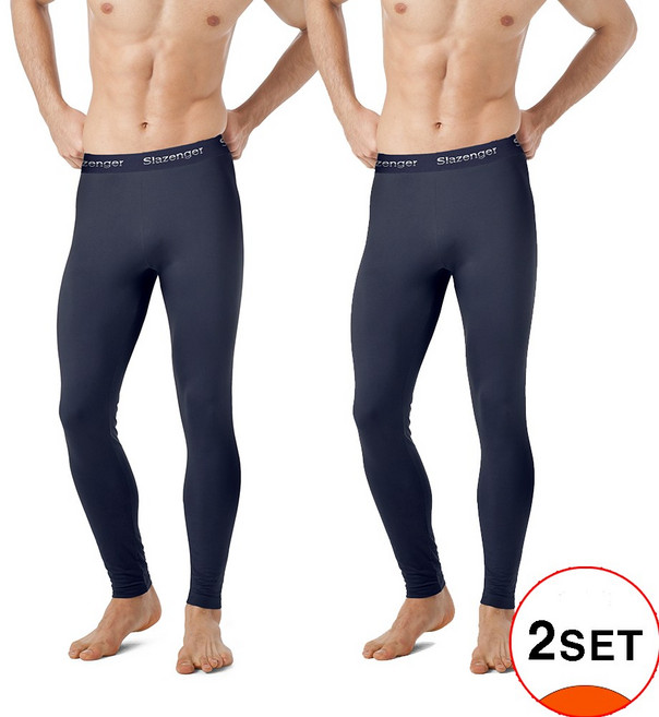 라온 1+1 슬레진저 남성 초극세사 기모 발열 타이즈 초경량 빅사이즈 기모타이즈 2매입