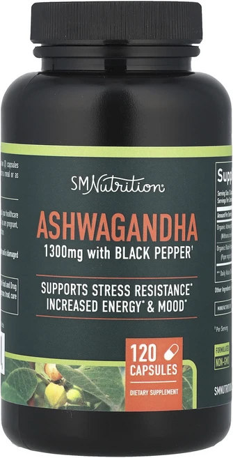 SMNutrition 아슈와간다 흑후추 함유 캡슐 120정, SMNutrition아슈와간다흑후추함유캡슐120정, 1개 - 쿠팡