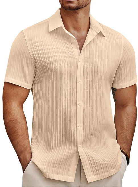 COOFANDY men's casual linen shirt short sleeve button down summer beach pocket with pocket