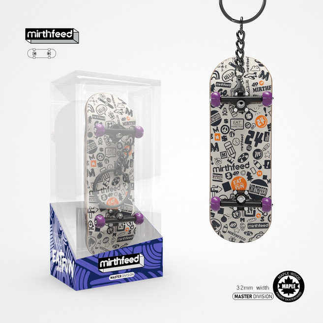 DIY 핑거 스케이트보드 / 미니 손가락 베어링 보드 Fingerboard skateboard, 99mm x 29mm (드라이브 포함), 키링1, 1개