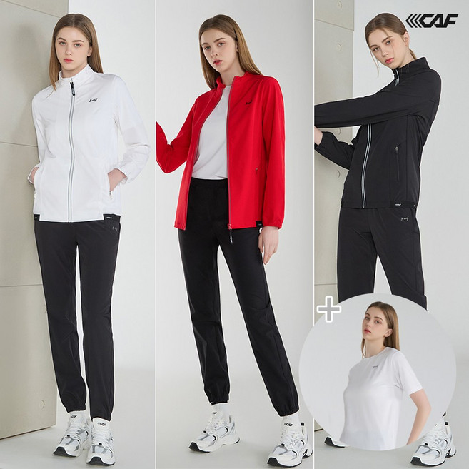 [르까프] 25SS 여성 우븐 트레이닝복+반팔티 세트 3종택1