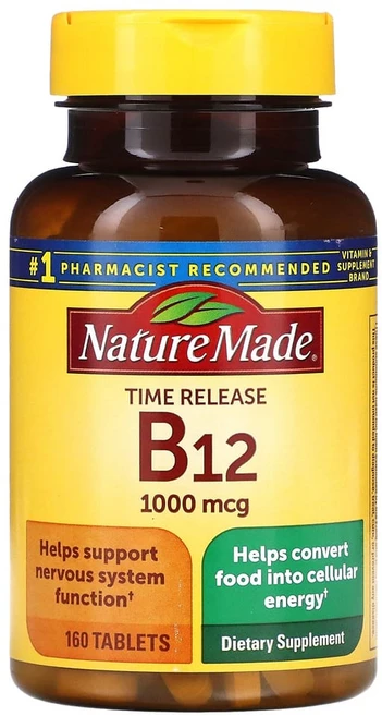 네이처메이드 비타민 B12 타임 릴리즈 시아노코발라민 1000mcg 160정, 1개 - 쿠팡