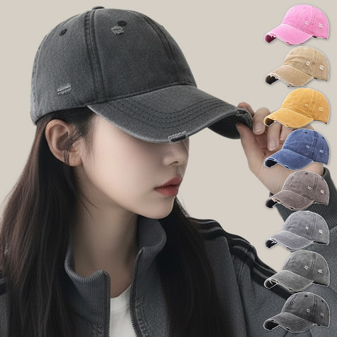 미다미 스펠 데미지 빈티지 워싱 남녀공용 볼캡 (7컬러)