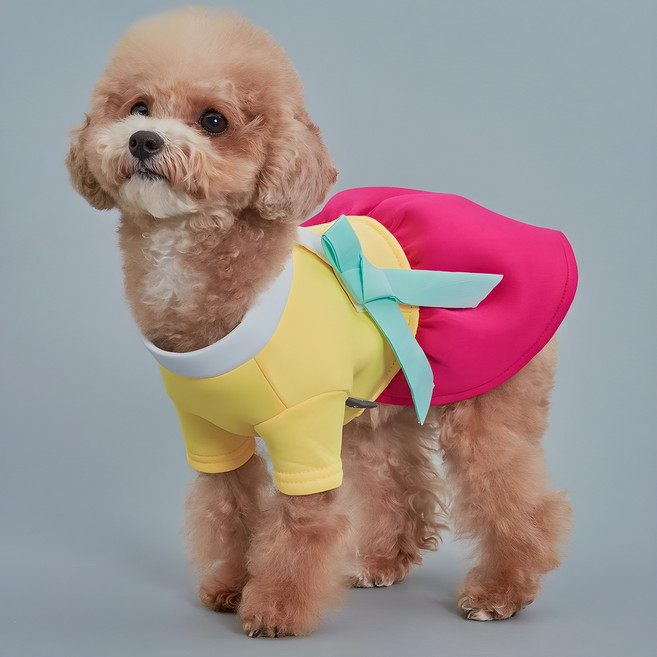 도그아이 강아지 네오플렌 한복치마, 옐로우, 1개