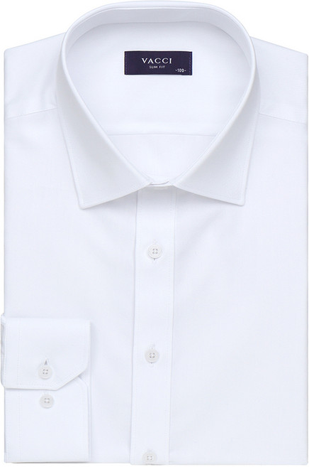 바찌 면혼방 트윌 솔리드 비즈니스 슬림핏 긴소매 셔츠 화이트 VD1P1BS512A0