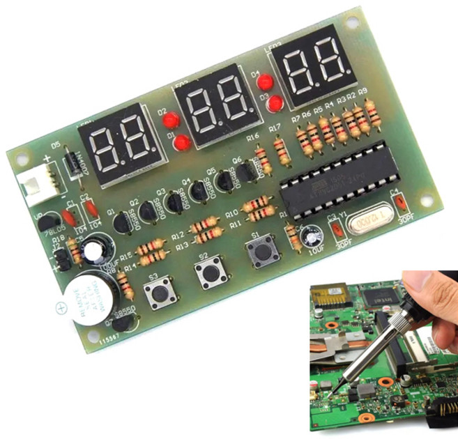 전자시계만들기 DIY 6비트 디지털시계 키트 초보자용 전자입문 납땜연습 과학상자, 1개