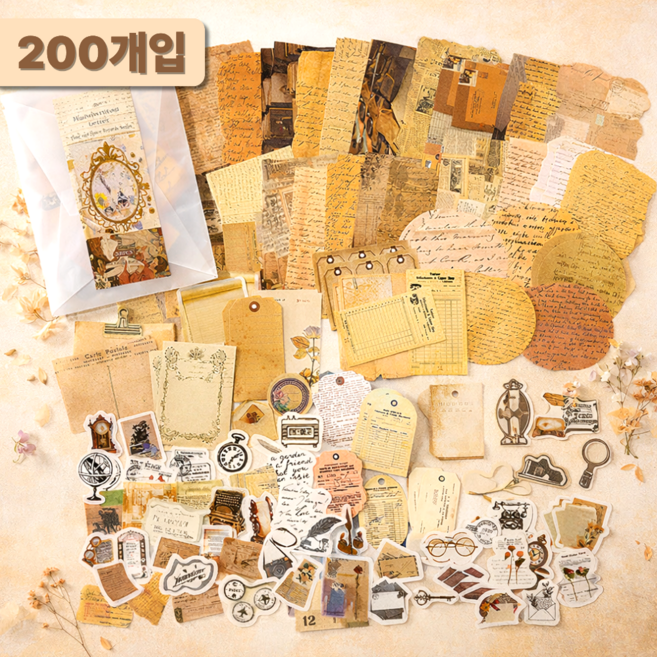 라피레인 빈티지다꾸세트 다꾸스티커 빈티지스티커 다꾸세트, 1세트, 빈티지 레터 다꾸