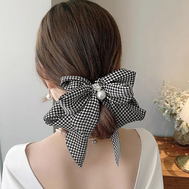 미다미 쉬폰 왕리본 자동핀 헤어핀 머리핀 3디자인