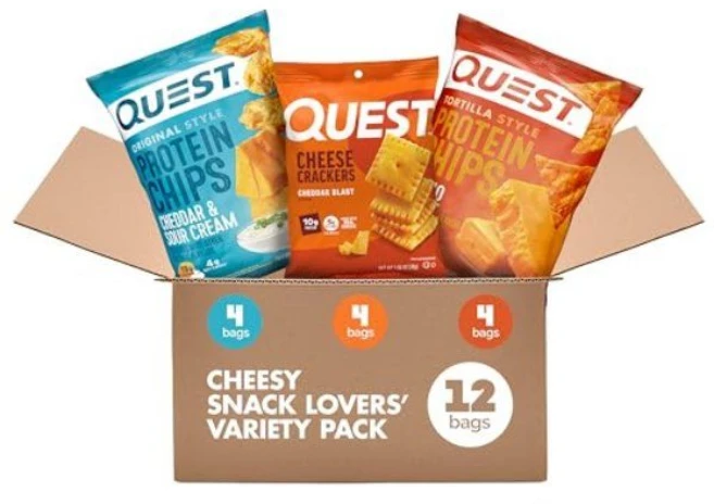 Quest Nutrition 퀘스트 프로틴 칩 오리지널 스타일 버라이어티 팩 (12팩), 체다 앤 사워크림  체다 블라스트  나초, 1.1 온스 (12개 팩), 32g, 12개 - 쿠팡