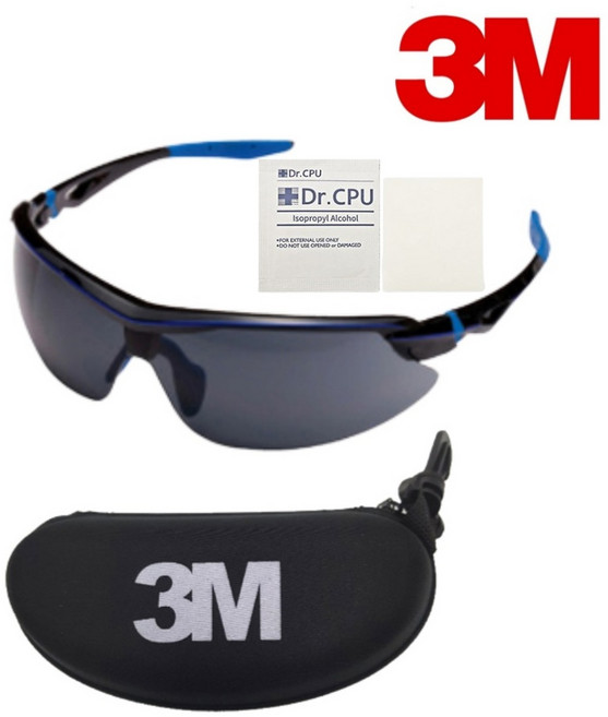 3M 보안경 AP-302SG +보안경 케이스 안경테 소독용 알콜솜 2매, 1세트